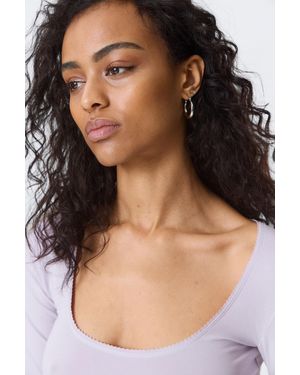 Monki Fitted Three-Quarter Sleeve Top - White