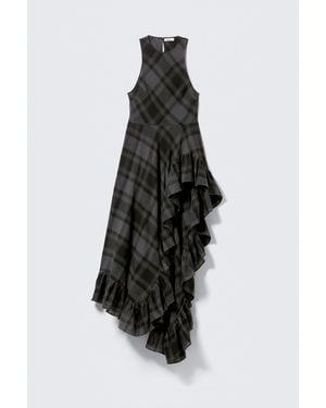 Monki Sleevless Asymmetric Ruffled Maxi Dress - Black