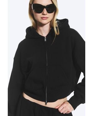 Weekday Kurzer Boxy-Hoodie Mit Reißverschluss - Schwarz