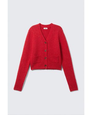 Monki Rippstrick-Cardigan Mit V-Ausschnitt - Rot