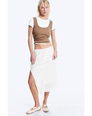 Monki Low Rise Midi Skirt - White