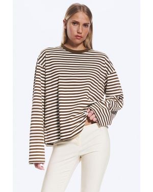 Monki Long-Sleeved Cotton T-Shirt - White