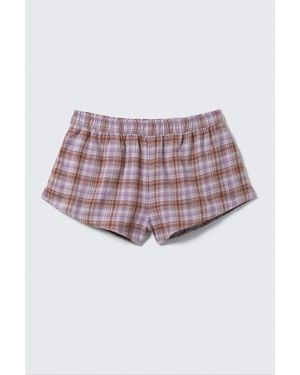 Monki Flanell-Pyjama-Boxershorts - Lila
