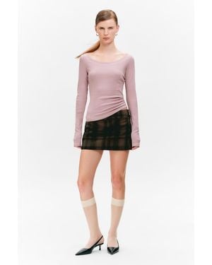 Monki Long-Sleeved Mesh Top - Pink