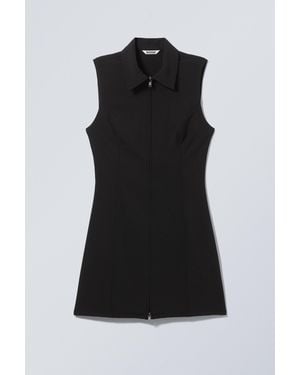 Weekday Sleeveless Mini Suiting Zip Dress - Black