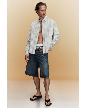 Weekday Astro Mid Rise Loose Baggy Denim Shorts - Blue