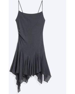 Monki Rhinestone Asymmetric Mini Dress - Grey