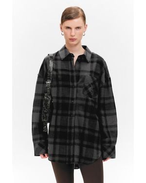 Monki Oversized Long-Sleeved Cotton Shirt - Black