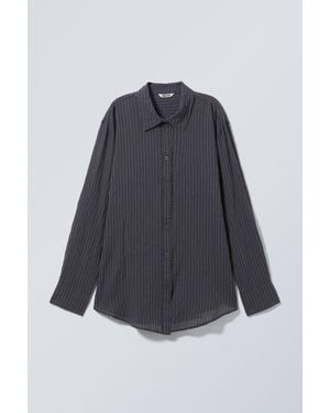 Weekday Crinkled Transparent Long-Sleeved Shirt - Blue
