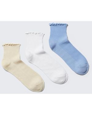 Weekday 3Er-Pack Kurze Rüschensocken - Blau