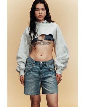 Weekday Skewed Low Rise Denim Shorts - Blue