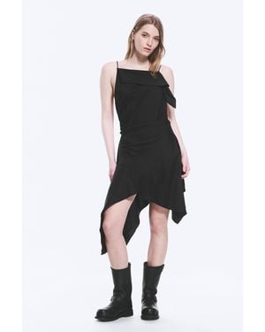 Weekday Asymmetric Sleeveless Cowl-Neck Midi Dress - Black