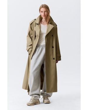 Weekday Oversized Double-Breasted Canvas Trench Coat - Black