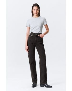 Weekday Rowe Super High Waisted Regular Straight Jeans - White