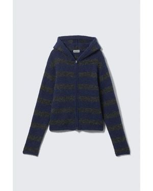 Weekday Knitted Wool-Blend Zip Hoodie - Blue