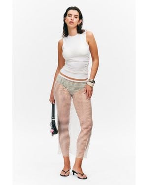 Monki Mesh Midi Skirt - White