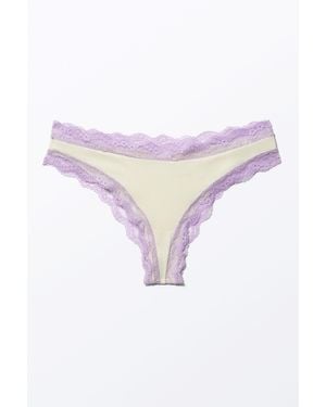 Monki Hüftslip Aus Spitze Mit Niedriger Taille - Weiß