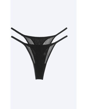 Weekday 2Er-Pack Tangaslips - Schwarz