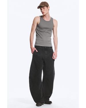 Weekday Loose Barrel Leg Workwear Trousers - Green