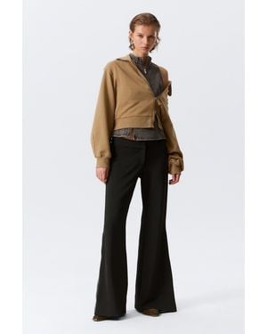Weekday Mid Rise Flared Zip-Up Trousers - Black