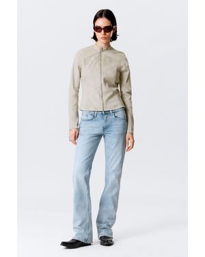 Weekday Genevieve Slim Structured Cotton Zip Jacket - Blue