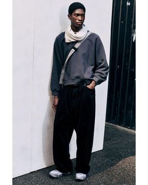 Weekday Pleated Corduroy Baggy Trousers - Black