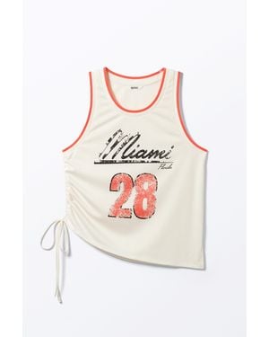 Monki Mesh Drawstring Tank Top - Natural