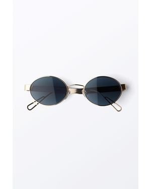 Monki Minimal Metal Oval Sunglasses - White