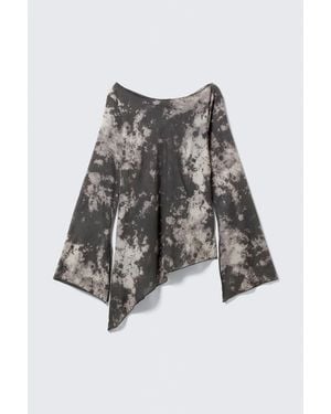 Weekday Sheer Asymmetric Long-Sleeved Blouse - Black