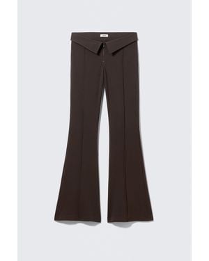 Monki Low Rise Flared Suit Trousers - Blue