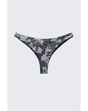 Monki Printed Brazilian Cut Bikini Bottoms - White