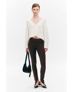 Monki Zipped Stretchy Trousers - Brown