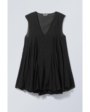 Weekday Flowy V-Neck Mini Dress - Black