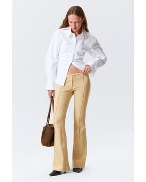 Monki Low Rise Skinny Flared Leg Trousers - White