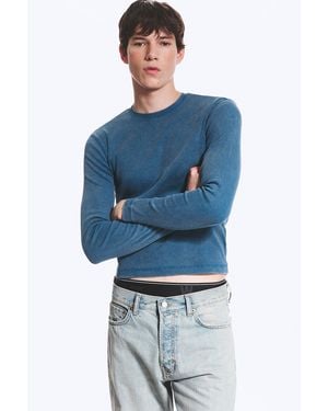 Weekday Ribbed Long-Sleeved T-Shirt - Blue