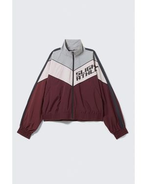 Monki Graphic Colourblock Track Jacket - Red