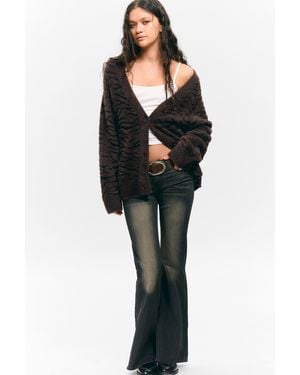 Monki Oversized Strickjacke Mit V-Ausschnitt - Schwarz