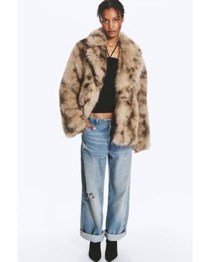 Monki Faux Fur Jacket - Brown