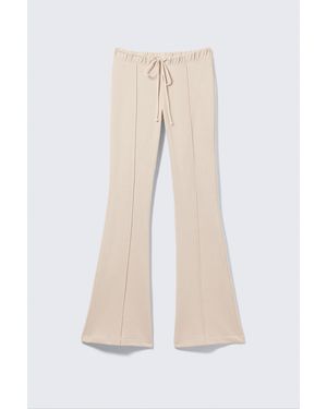 Monki Mid Rise Pintuck Flared Joggers - Natural