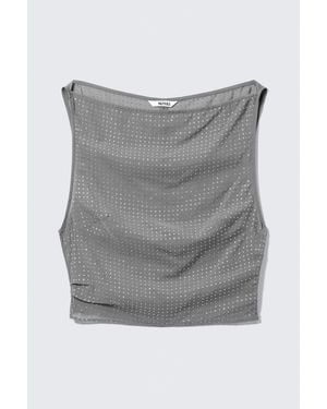 Monki Sleeveless Sequin Top - Grey