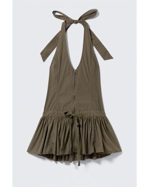 Monki Utility Halterneck Mini Dress - Green
