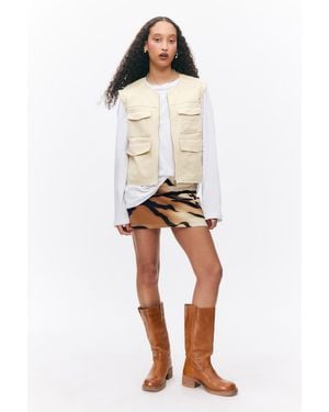 Monki Detachable Sleeve Cotton Jacket - White