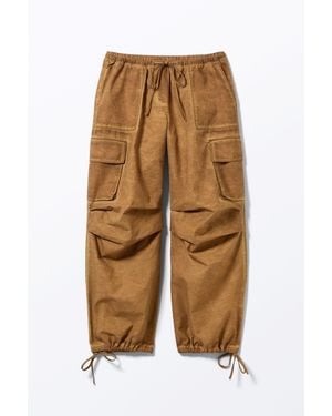 Monki Relaxed Cotton Cargo Trousers - Brown