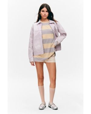 Monki Two-Way Zip Oxford Jacket - Pink