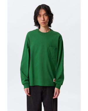 Weekday Relaxed Fit Cotton Long-Sleeved T-Shirt - Green