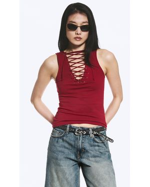 Weekday V-Neck Strap Top - Red