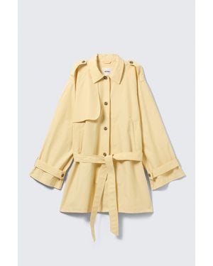Monki Rosabel Loose Single-Breasted Trench Coat - Yellow