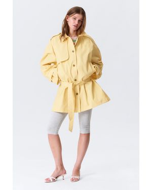Monki Rosabel Loose Single-Breasted Trench Coat - Yellow