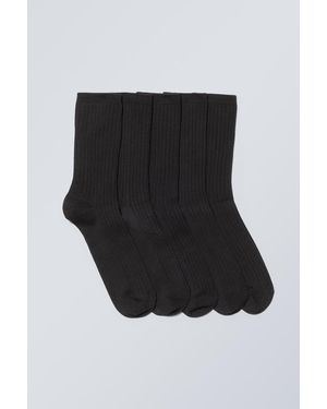 Weekday 5-pack Rib Socks - Black