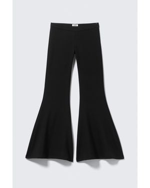 Monki Low-Rise Flared Trousers - Black